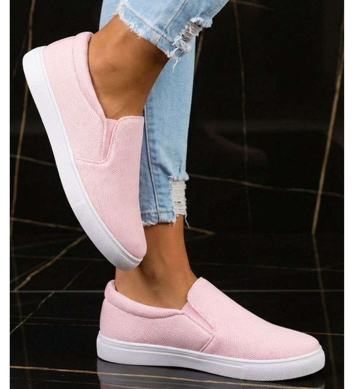 Wsuwane pastelowe trampki damskie slip on Różowe /G8-2 13607 T171/
