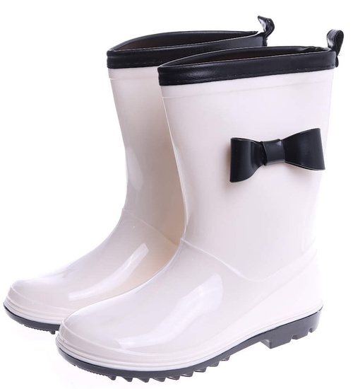 Biało czarne kalosze z kokardką /F10-1 14861 S297/