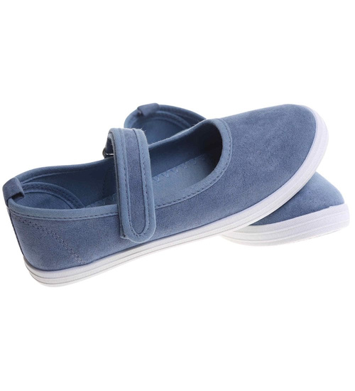 Wsuwane niebieskie dziewczęce tenisówki balerinki czeszki z paseczkiem /G8-1 17788 T124/