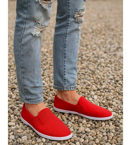 Czerwone wsuwane trampki tenisówki męskie /G4-3 12472 T007/