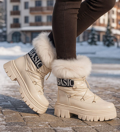 Ocieplane kozaki śniegowce eskimoski Beżowe /D9-1 18606 T388/