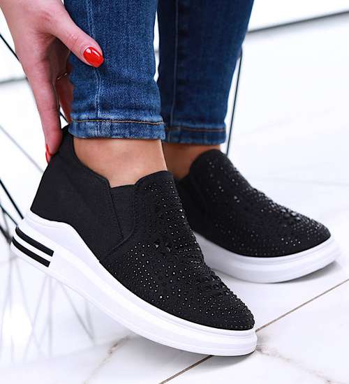 Czarne trampki sneakersy na koturnie /E8-2 16891 T284/