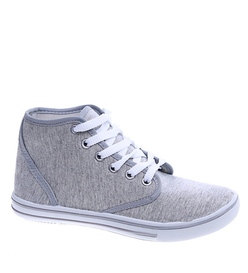 Wysokie trampki damskie jasno szare /F7-3 13875 S097/