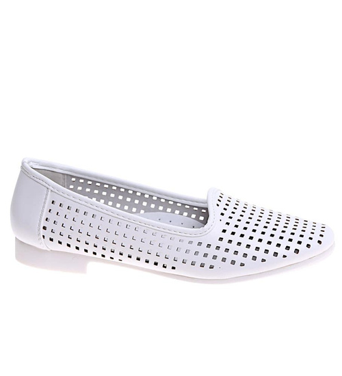 Białe dziewczęce balerinki ażurowe /B8-2 16016 T078/