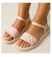 Beżowe sandały damskie na platformie /F4-3 17554 T130/