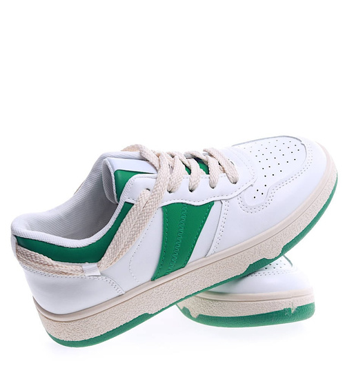 Biało zielone trampki z niską cholewką /D9-2 13536 T285/