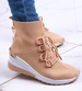 Trampki sneakersy na koturnie Khaki /F5-3 13155 T3/