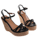 Sandały damskie na koturnie i platformie Czarne espadryle /B4-3 17873 G187/