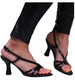 Czarne sandały damskie na obcasie /C6-2 16375 G281/