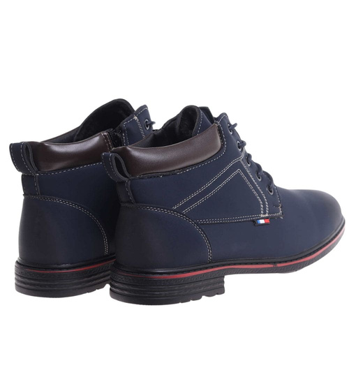 Ocieplane zimowe botki męskie Granatowe /D5-1 18458 T389/