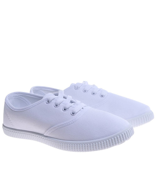 Sznurowane białe tenisówki damskie /G12-3 13389 T232/