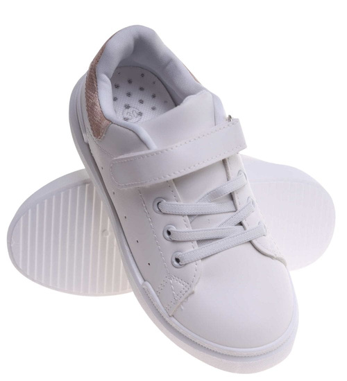 Dziecięce białe trampki na rzepy /F6-2 18116 T186/