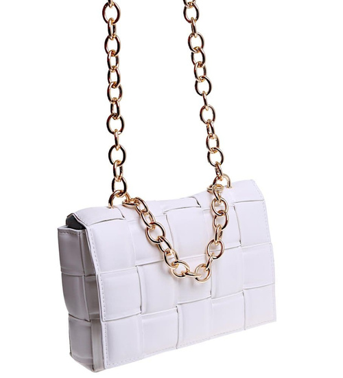 Ecru torebka listonoszka- kuferek z łańcuszkiem /H2-K12 TB536  M235/