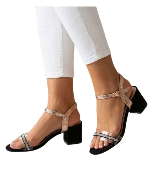 Sandały damskie na grubym obcasie /G4-2 14231 S195/