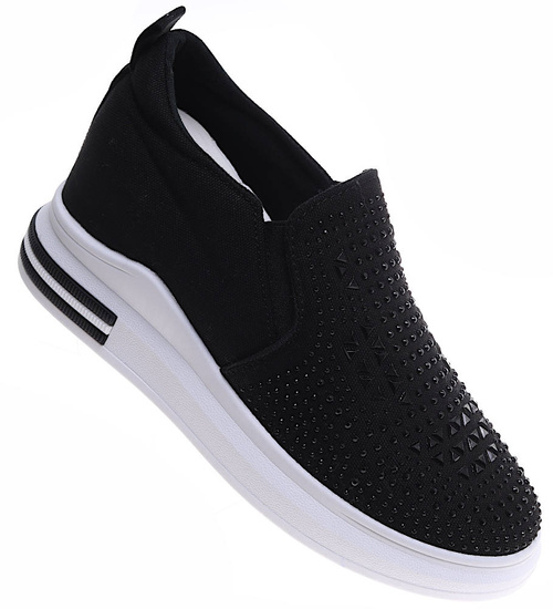 Czarne trampki sneakersy na koturnie /E8-2 16891 T284/