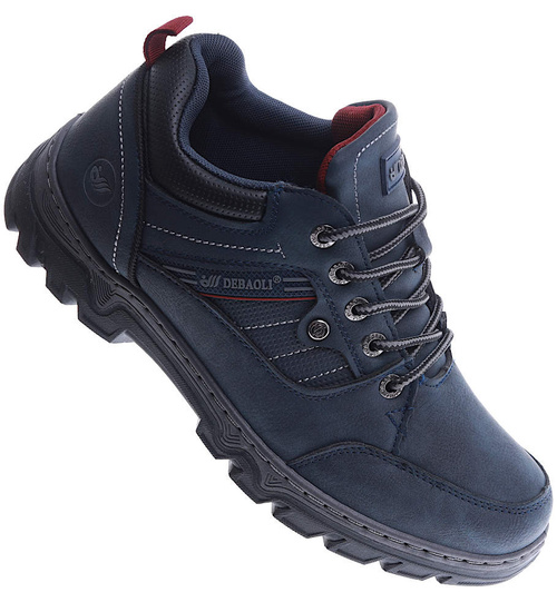 Granatowe męskie buty trekkingowe /F8-3 15017 T682/