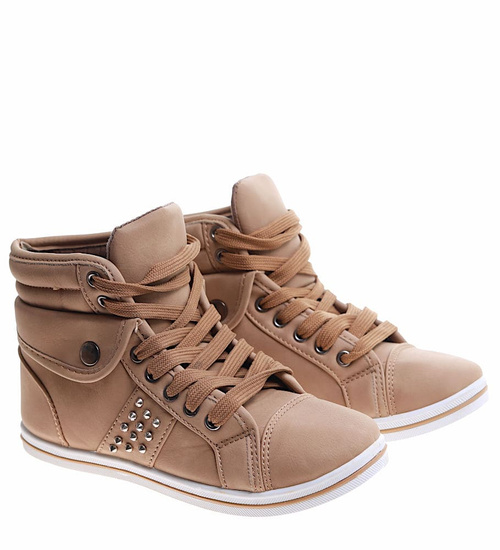 Dziewczęce trampki z wysoką cholewką Khaki /G4-1 7952 S192/