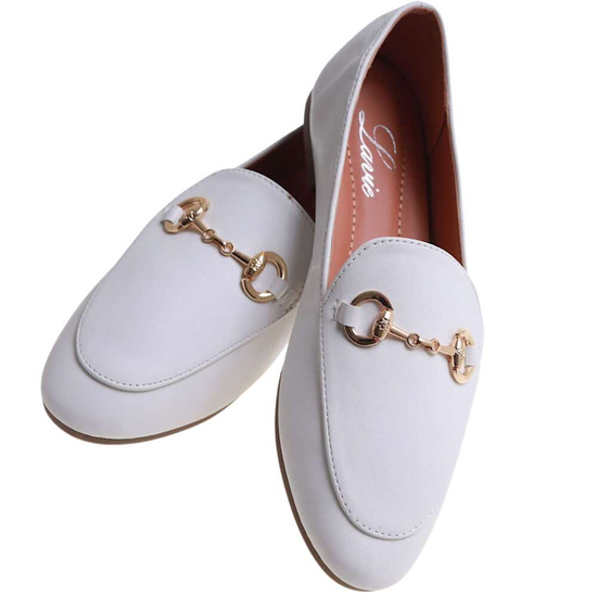 Wsuwane białe baleriny lordsy /C6-3 17198 G18-45/