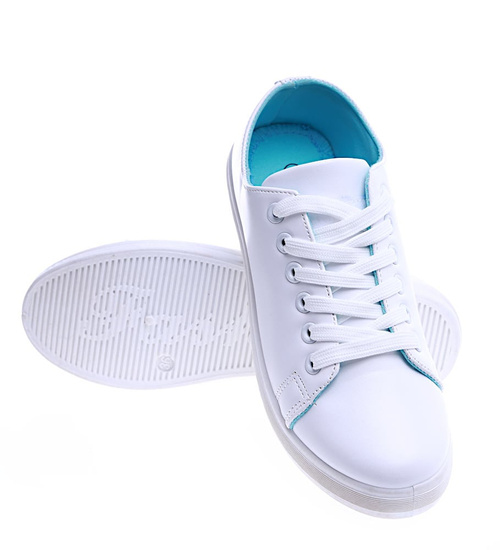 Białe sznurowane trampki damskie /G3-1 14211 S263/