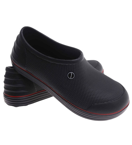 Kalosze damskie piankowe krótkie czarno czerwone /C1-1 17797 T18-45 +h2/