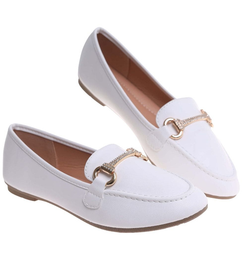 Wsuwane białe baleriny lordsy /H2 18479 W7-38/