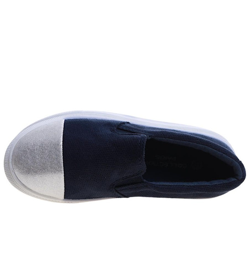 Wsuwane granatowe trampki dziewczęce slip on /D5-2 13683 T004/