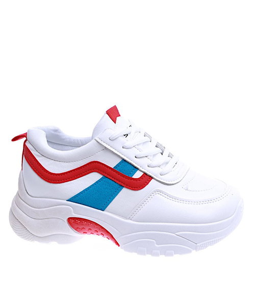 Białe sznurowane buty sportowe /G13-2 14261 T291/