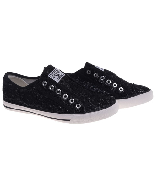 Wsuwane czarne trampki damskie /G3-1 16494 G8-6/