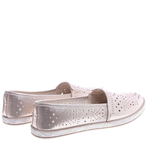 Złote ażurowe balerinki espadryle /D7-3 14025 T390/