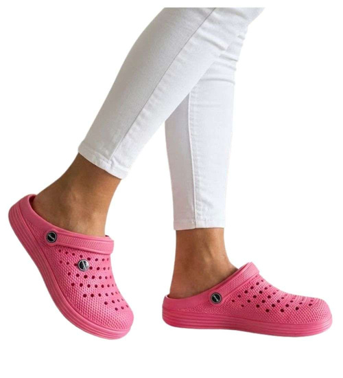 Wodoodporne różowe kryte klapki damskie ażurowe /H2 18645 S185/