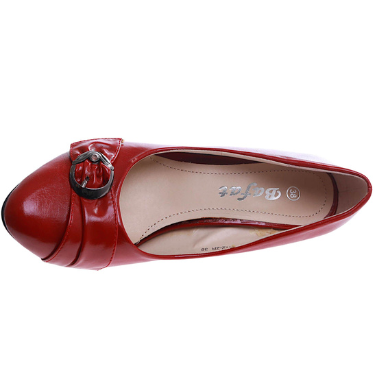 Bordowe czółenka damskie na słupku /G7-2 4384 T086/