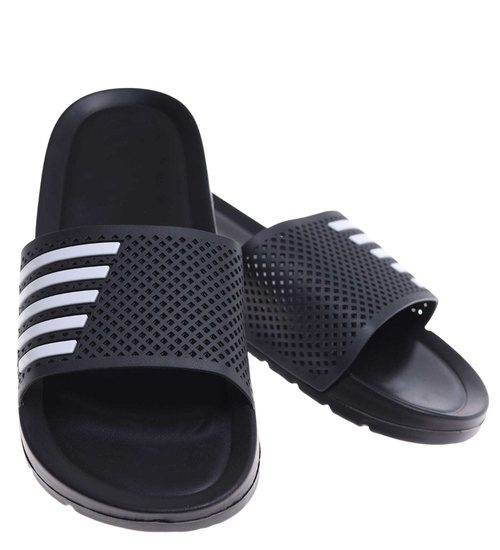 Czarne wodoodporne klapki męskie plażowe /A10-1 18371 T188/