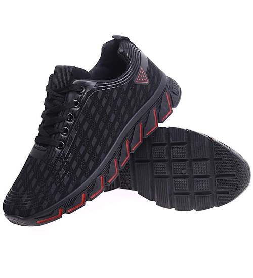 Czarne wiązane męskie buty sportowe /F5-2 15878 T310/