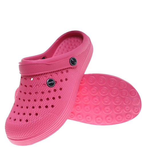 Wodoodporne różowe kryte klapki damskie ażurowe /H2 18645 S185/