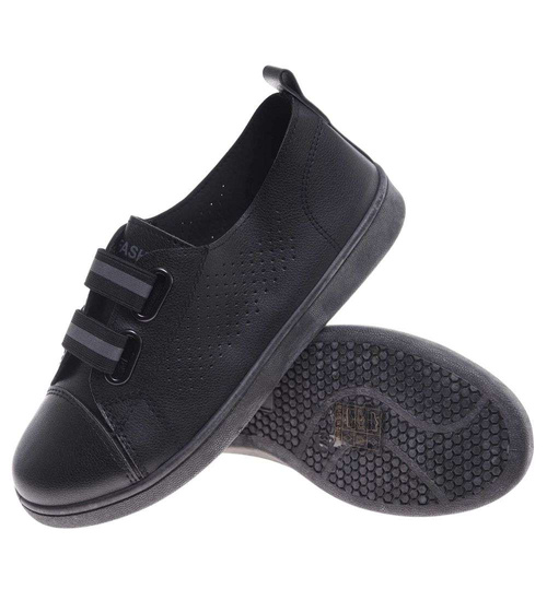 Czarne ażurowe tenisówki wsuwane /E4-3 18706 T185/