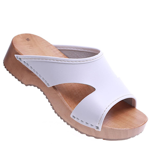 Drewniaki chodaki trepy klapki Białe /F8-1 Ae638 S338/