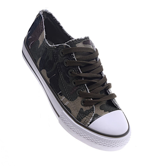 Sznurowane moro trampki damskie  /F3-2 13474 T199/