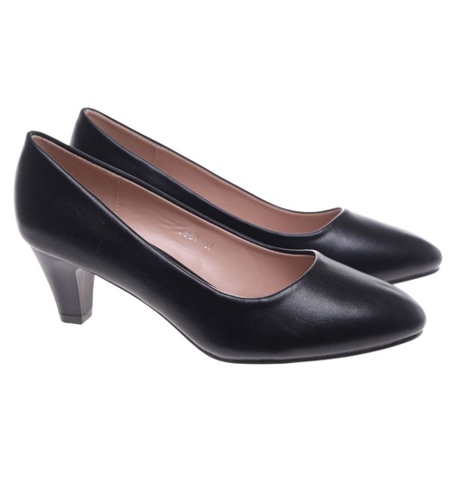 Klasyczne czarne czółenka na obcasie /F10-2 18630 T352/