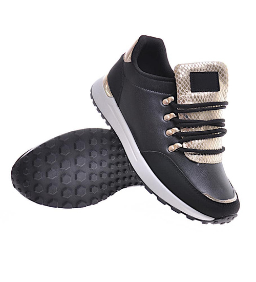 Modne damskie buty sportowe Czarne /A3-3 12345 T697/