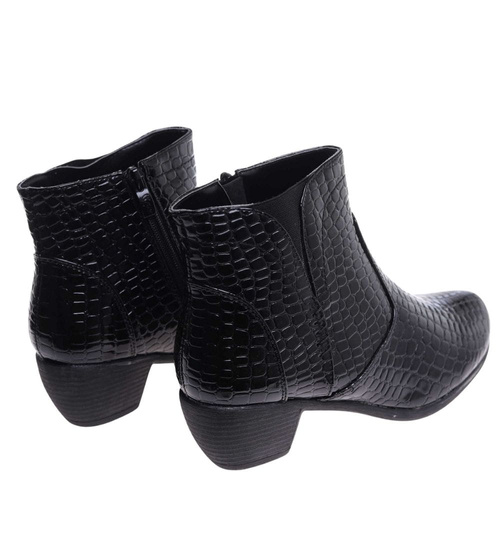 Ocieplane czarne botki na grubym obcasie /A9-3+h2 18268 T2/