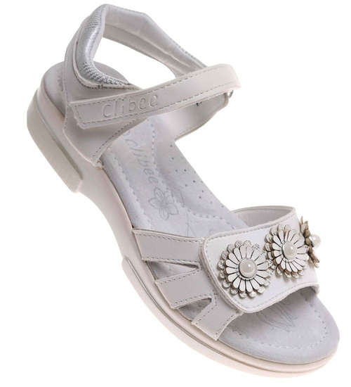 Białe dziewczęce sandały /F7-1 17896 T290/