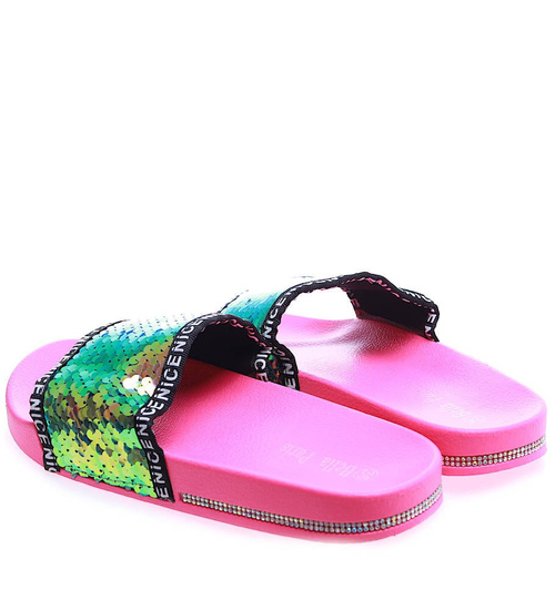 Różowe plażowe klapki damskie /H2-B1-2 14372 S1/