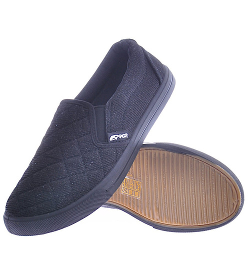 Materiałowe czarne tenisówki slip on /C2-2 12539 T195/