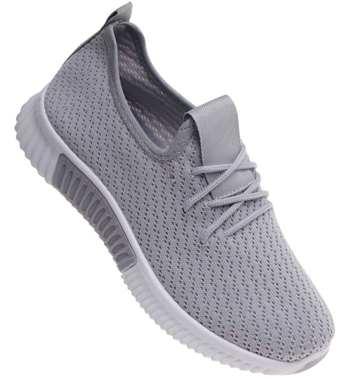 Wsuwane ażurowe szare buty sportowe /A9-2 17988 T281/