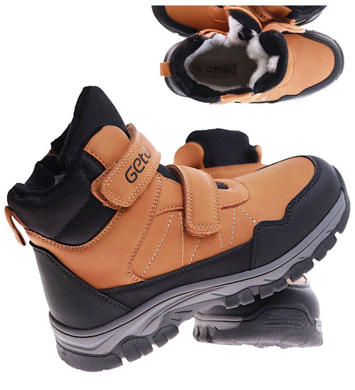 Ocieplane chłopięce buty trekkingowe na rzepy Brązowe /E9-2 17137 T633/