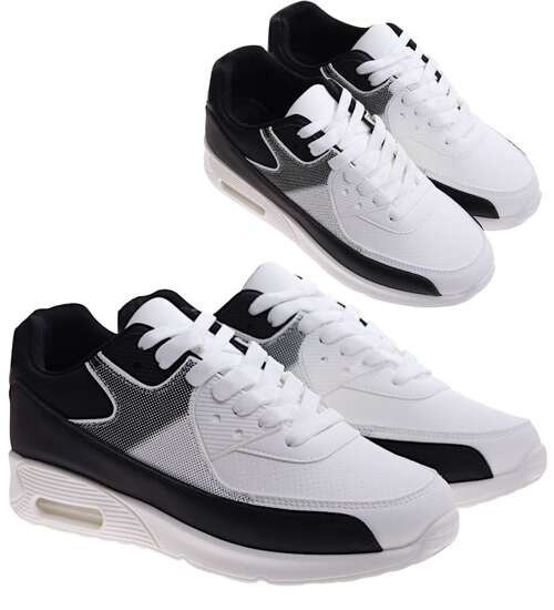 Czarno białe męskie buty sportowe /E8-1 16955 T482/