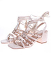 Beżowe sandały na grubym obcasie Lace up /G1-3 16178 G132/