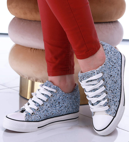 Niebieskie trampki sneakersy na koturnie /G9-3 13486 TG089/