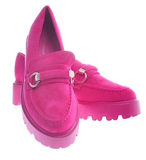 Fuksjowe półbuty mokasyny na platformie /D6-2 12698 T797/