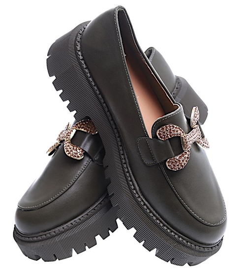 Damskie półbuty na platformie Zielone /E6-1 15488 T336/